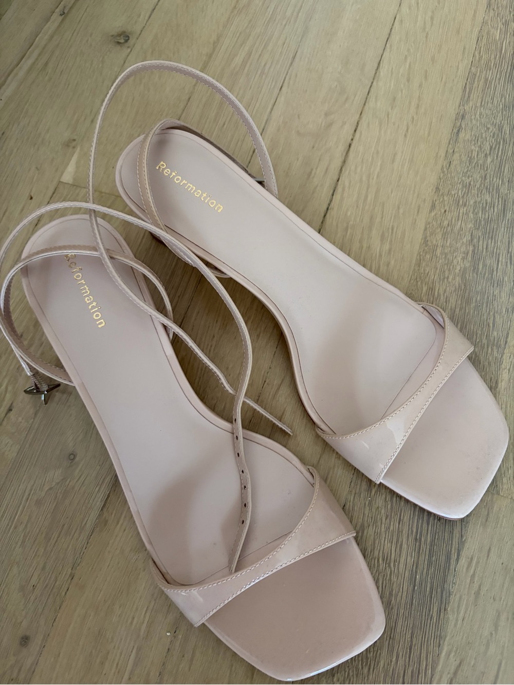 Reformation Blush Nude Strappy Slingback Sandals